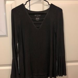 american eagle peplum sleeve top